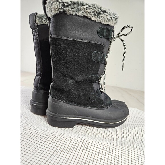 THERMOLITE Women's Thermolite Snow Gray Black Suede Solid Boots Size 1 - Picture 4 of 10